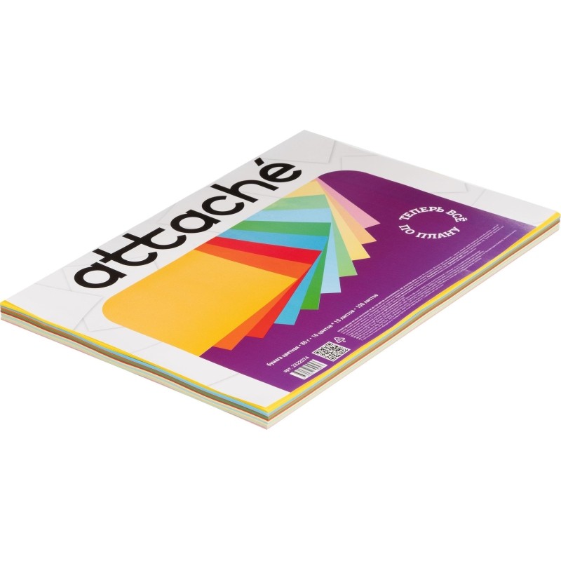 Бумага цветная Attache Multicolor А4,80г(10цв.интенсив,пастель по 10л)100л