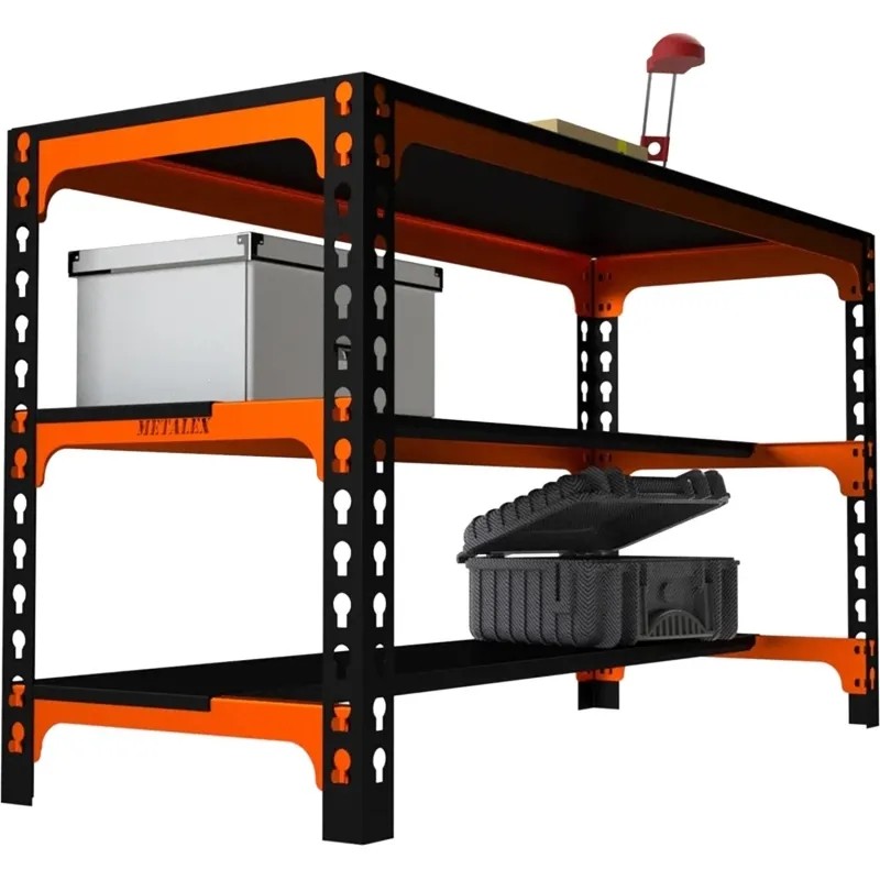 Стол производственный металл Metalex 750х1200х600 (2 полки) оранжево-чёрный