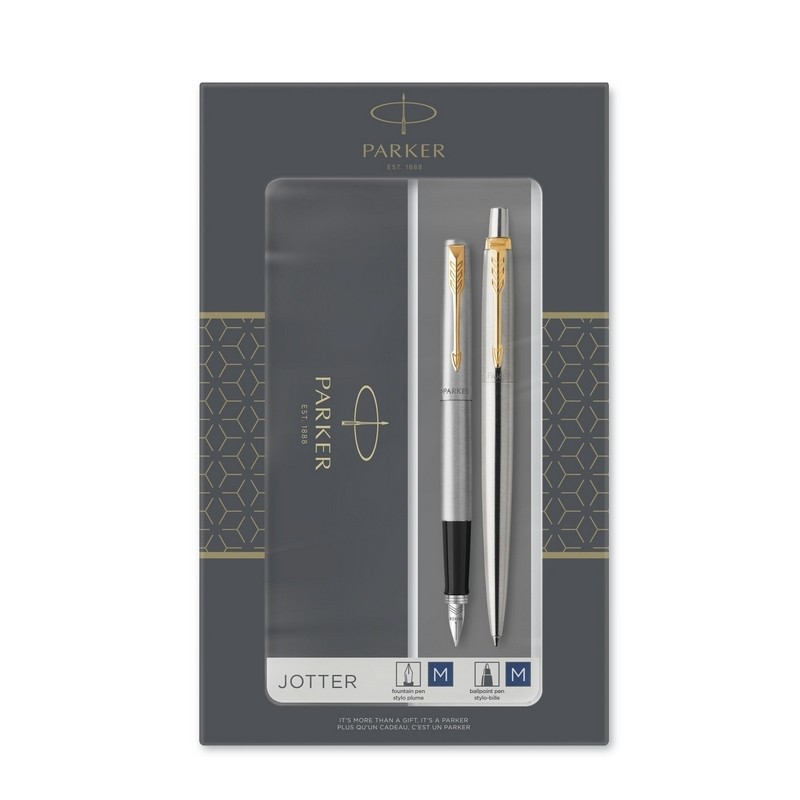 Набор пишущих принадл. PARKER Jotter Stainless Steel GT шар.ручка+перо