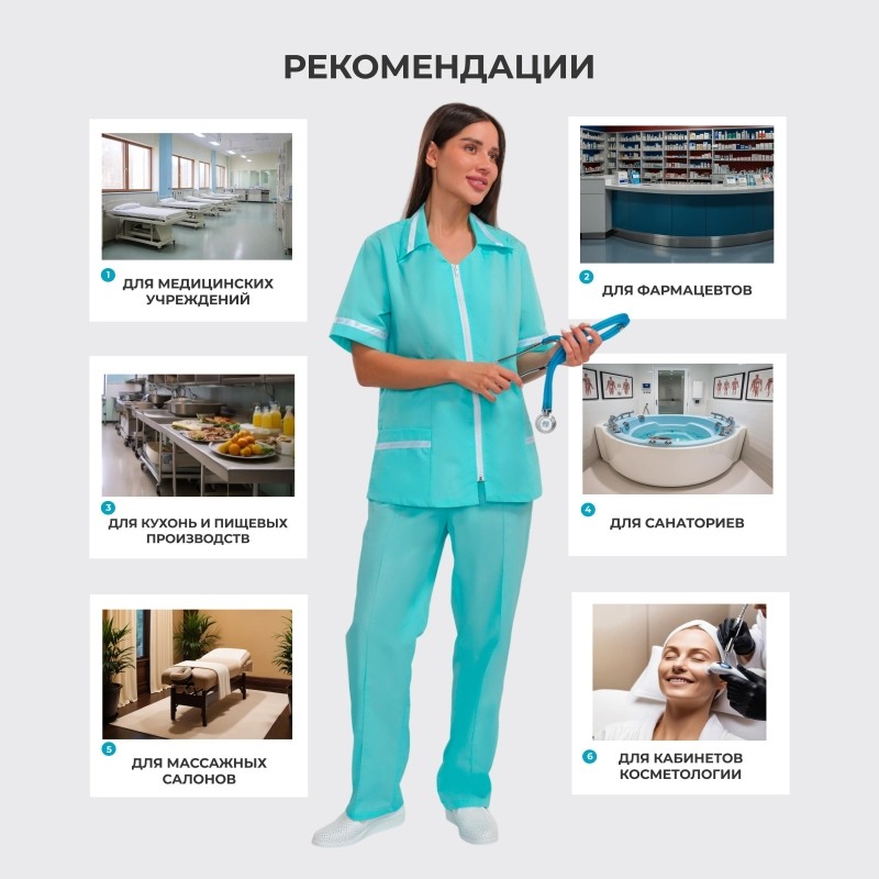 Костюм для медицинского персонала м09-КБР св. мор.волн (р.48-50) 170-176
