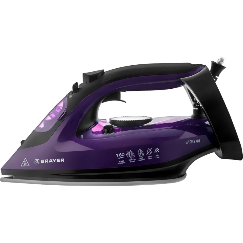 Утюг BRAYER 4012BR,3100Вт,керамич,пар160г/мин,антикапля,разбрызг,265мл