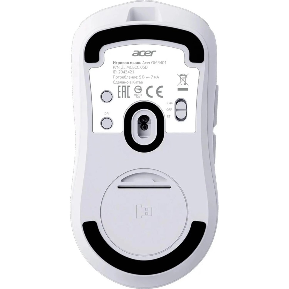 Мышь компьютерная Acer OMR401,бел,оптич,12000dpi,BT/Radio USB,ZL.MCECC.05D