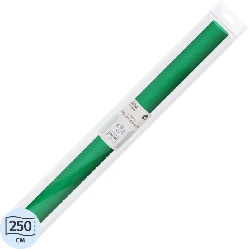 Бумага крепированная ТРИ СОВЫ, 50x250см, 32г/м2, зеленая, в рул, CR_43985