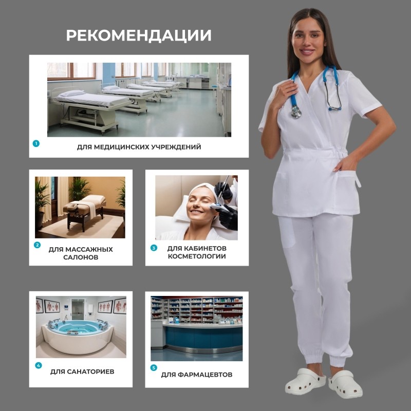 Костюм для медицинского персонала жен. М24 КБР белый 58 (158-164)