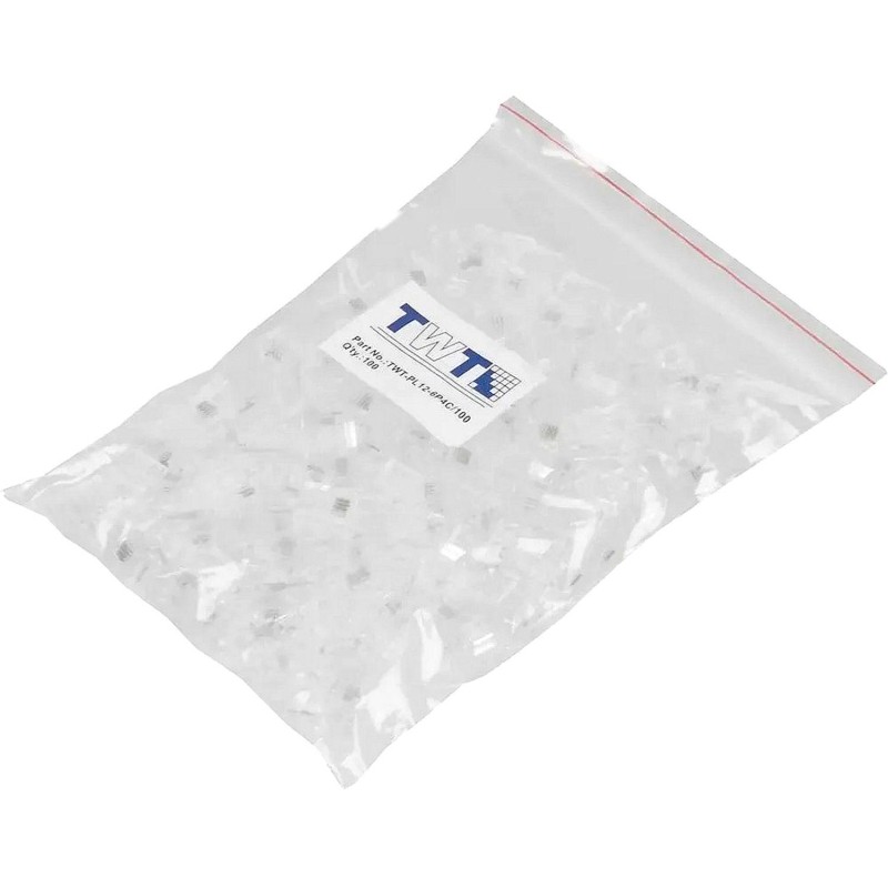 Коннектор TWT TWT-PL12-6P4C/100 RJ12 д/кабеля 4-ех контактный, 100шт/уп