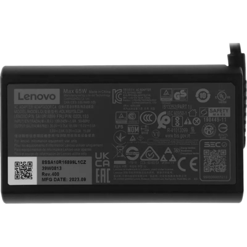 Адаптер питания Lenovo ThinkPad, 65Вт, универсальный, черный [4x20v24678
