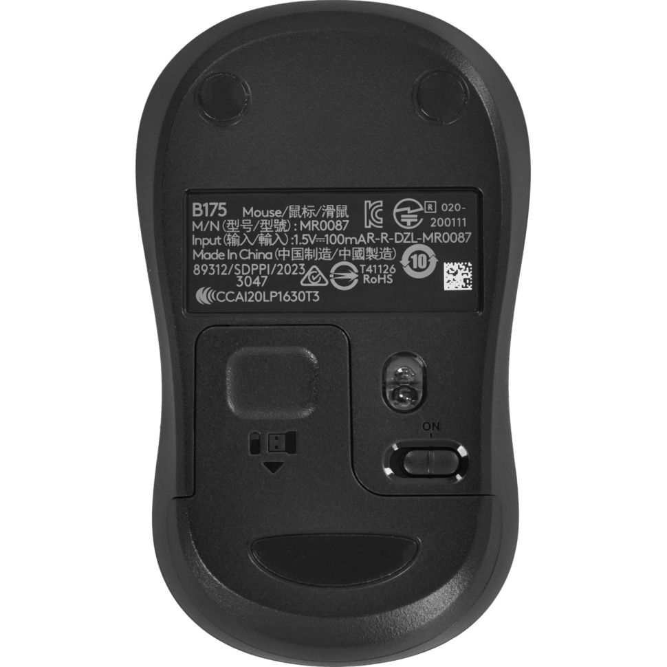 Мышь компьютерная Logitech беспров.B175 Black USB,1000dpi, 2but(910-002635)