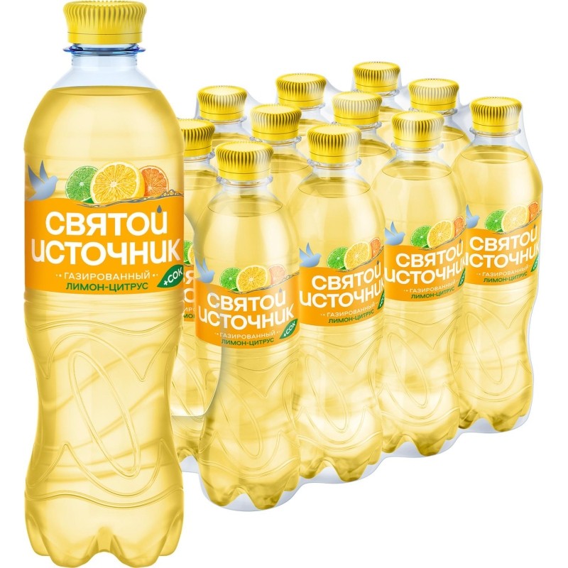 Напиток Святой Источни Вода + Сок со вкусом цитрусов, газ ПЭТ 0,5л