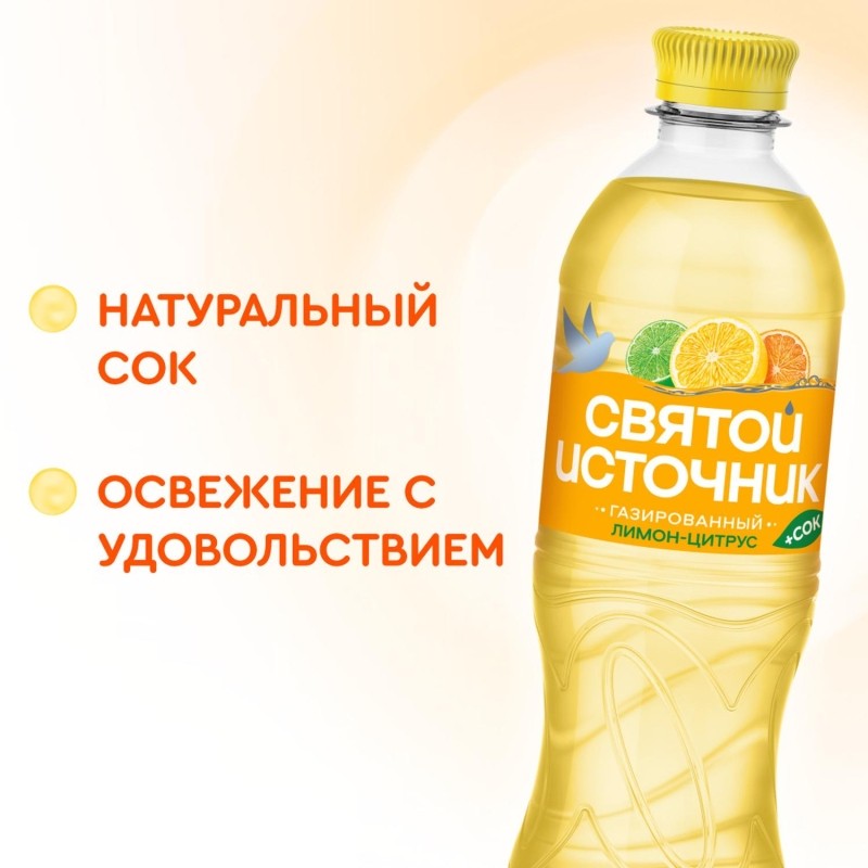 Напиток Святой Источни Вода + Сок со вкусом цитрусов, газ ПЭТ 0,5л