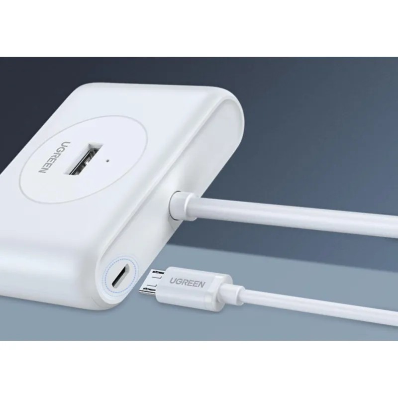Разветвитель USB UGREEN  USB 3.0 x 4, 1 м, цвет белый (20283)