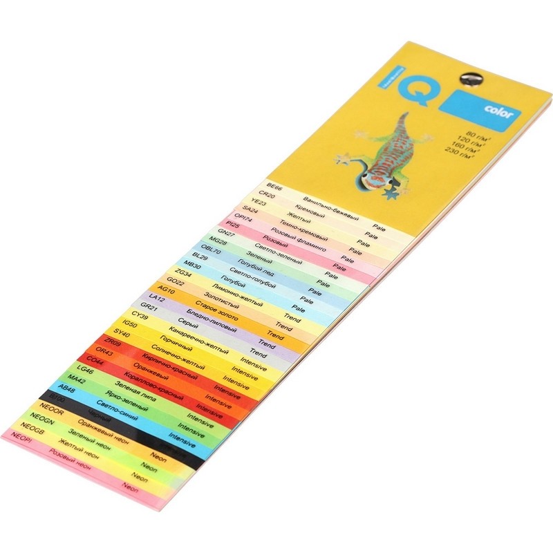 Бумага цветная IQ COLOR (А4,80г,5цв. пастель по 50л.) пачка 250л.