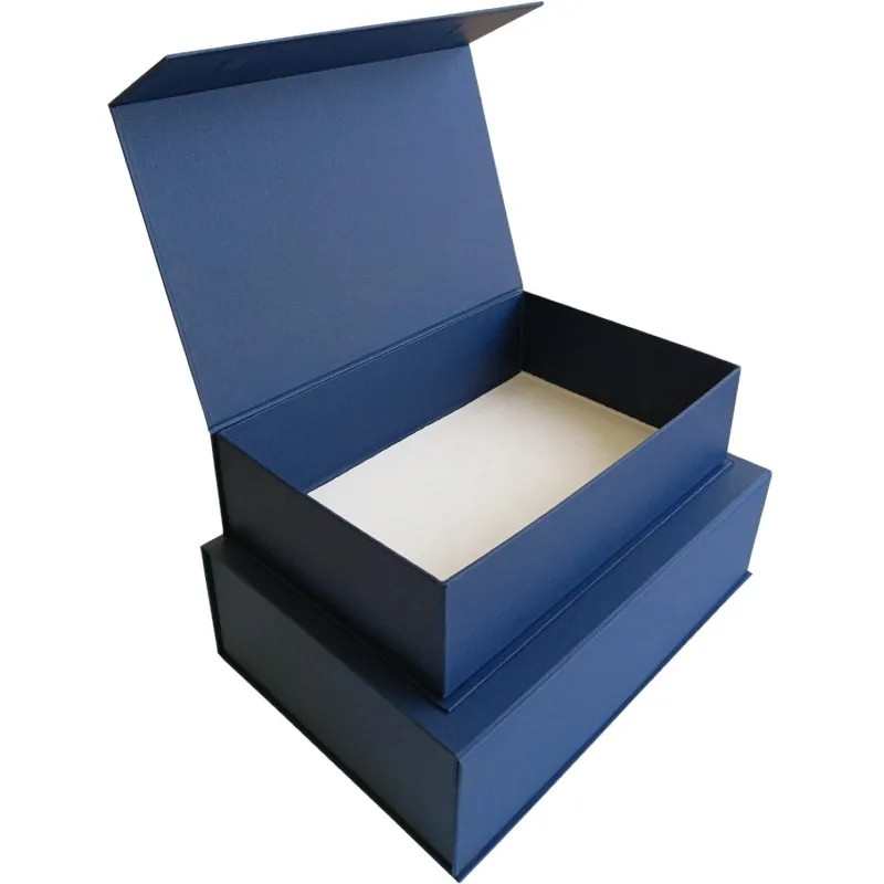 Набор подарочных коробок 2 в 1 на магните  ЛЕН 250x170x70 синий,Д10303П.282