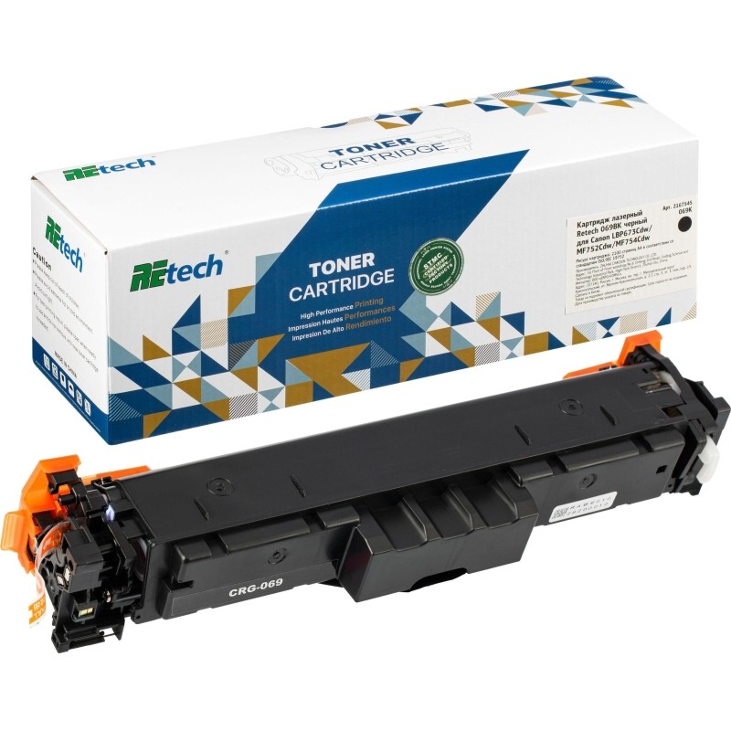 Картридж лазерный Retech 069BK чер.для Canon LBP673Cdw/MF752Cdw/MF754Cdw