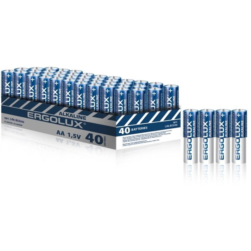 Батарейка Ergolux Alkaline BOX40 LR6  (ПРОМО, LR6 BOX40, 1.5В) 40шт/уп
