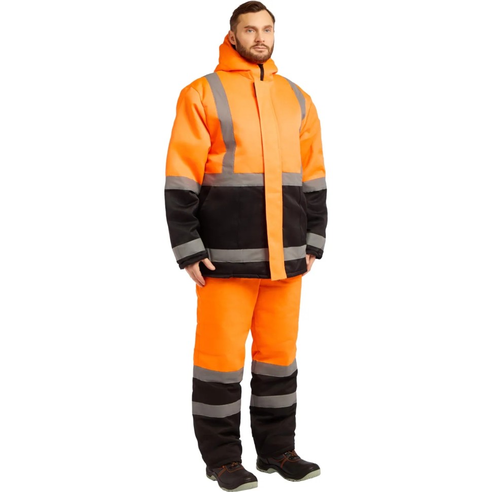 Костюм рабочий зимний муж. зд01-КПК оранж./черн. 68-70/182-188 Костюм рабочий зимний муж. зд01-КПК оранж./черн. 68-70/182-188