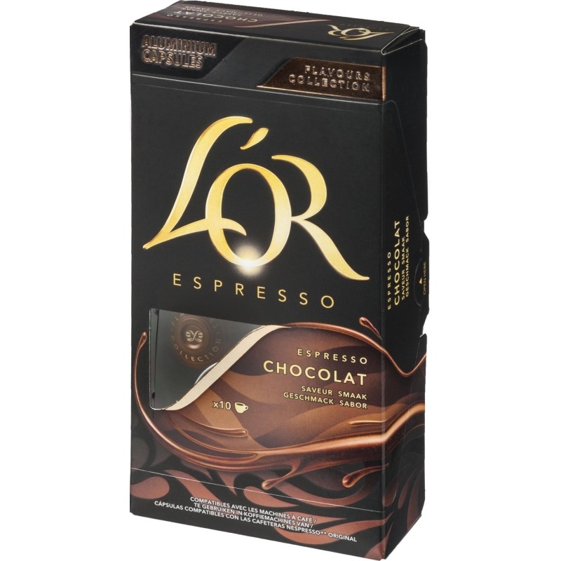 Кофе в капсулах L&#039;OR Espresso Chocolate натуральный жареный молотый 10шт/уп