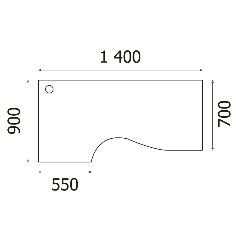 Стол эргономичный ED_Vita правый V-1.5 дуб сонома 1400