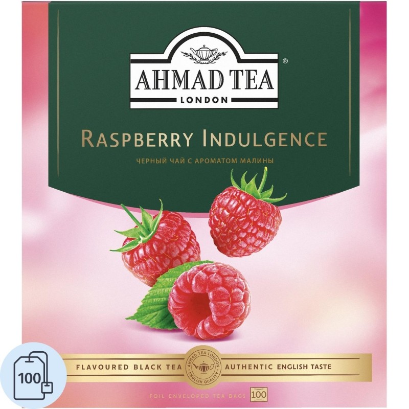 Чай Ahmad Tea Малиновое Лакомство, черный, пакетики в конвертах 100x1,5г/уп