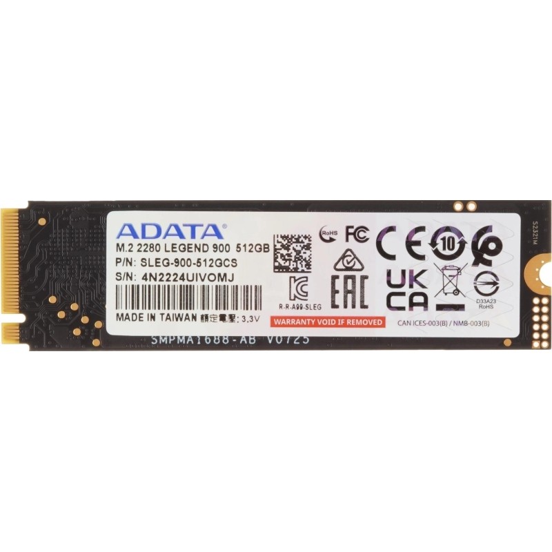 SSD накопитель ADATA LEGEND 900 512GB M.2 PCIe4.0x4(SLEG-900-512GCS)