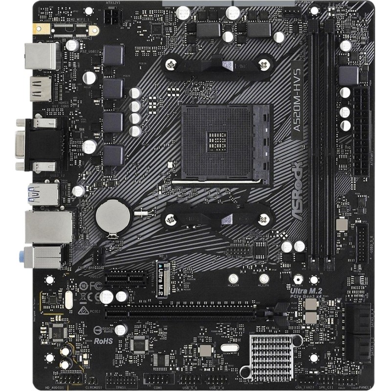Материнская плата ASROCK A520M-HVS, AM4, A520, 2xDDR4, D-Sub+HDMI