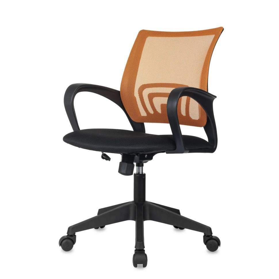 Кресло БР Комус Мебель EChair-396 сетка/ткань,оранжевый/черный,пластик