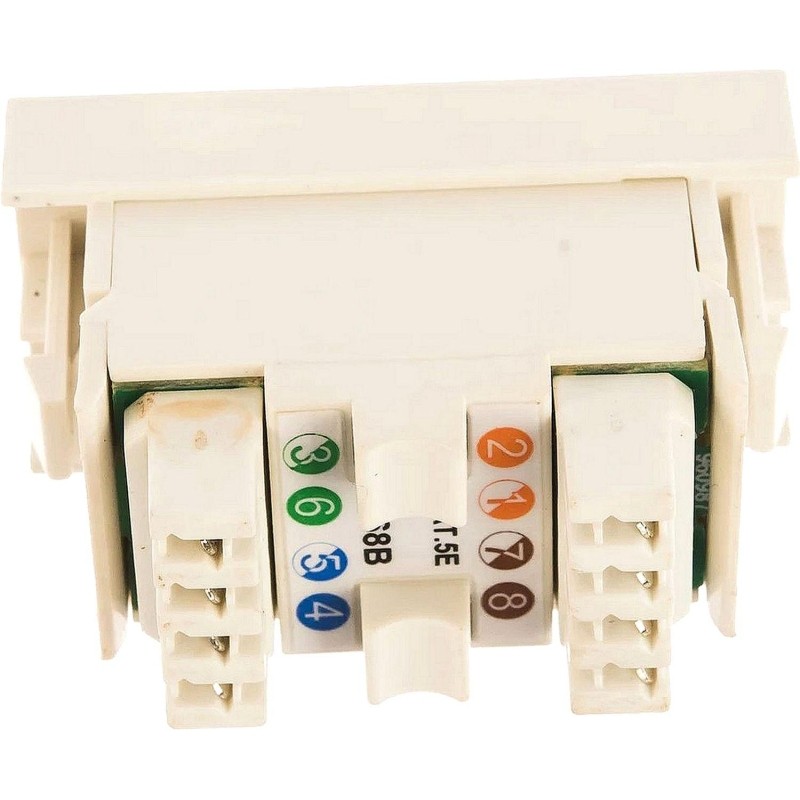 Вставка TWT TWT-SIP-RJ45/A-WH RJ-45 UTP Cat.5E, 22.5x45 мм угловая, белая
