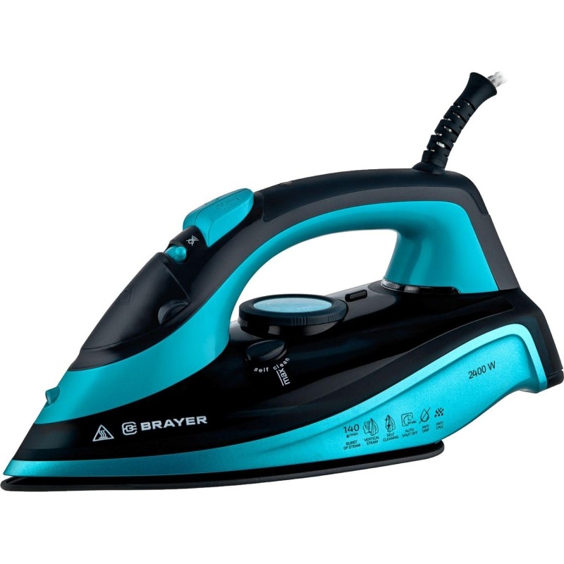 Утюг BRAYER 4019BR,2400Вт,паровой,керамич,пар140г/мин,автооткл,320мл