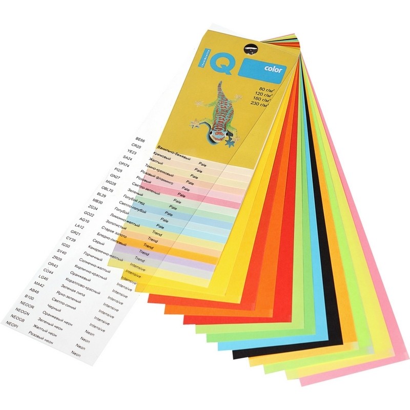 Бумага цветная IQ COLOR (А4,80г,YE23-желтый) пачка 500л.