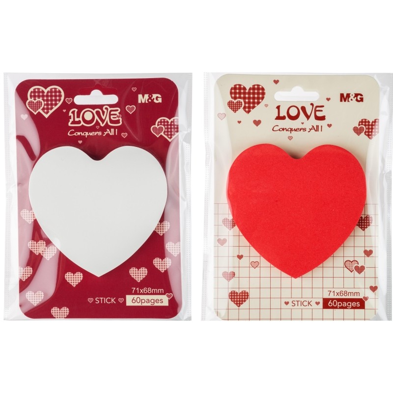 Стикеры фигурные с клеевым краем M&amp;G Heart 71х68 мм, 60 л, цвет в ассорт