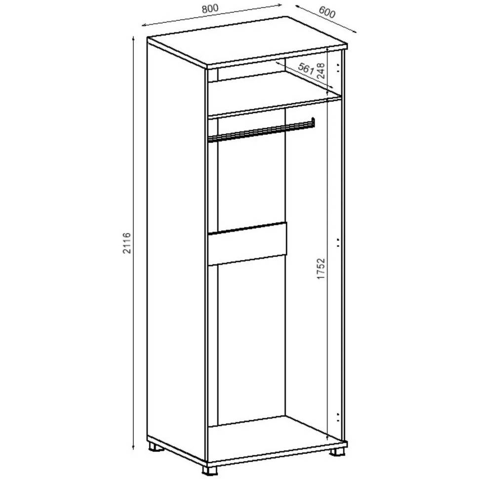 Шкаф Avance для одежды 6Ш.011 800х600х2116 шамони светлый Шкаф Avance для одежды 6Ш.011 800х600х2116 шамони светлый