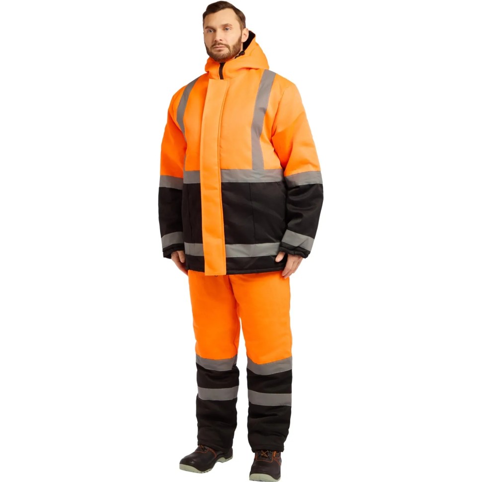Костюм рабочий зимний муж. зд01-КПК оранж./черн. 56-58/194-200