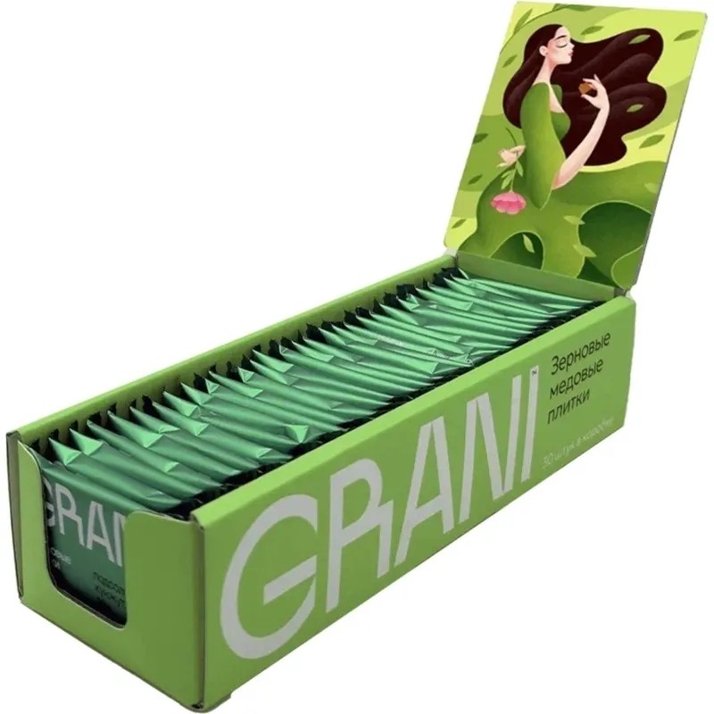 Зерновые плитки медовые GRANI с мятой GRANI 7гx30шт/уп 880713/880768