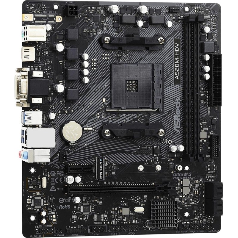 Материнская плата ASROCK A520M-HDV, AM4, A520, 2xDDR4, D-Sub+DVI-D+HDMI