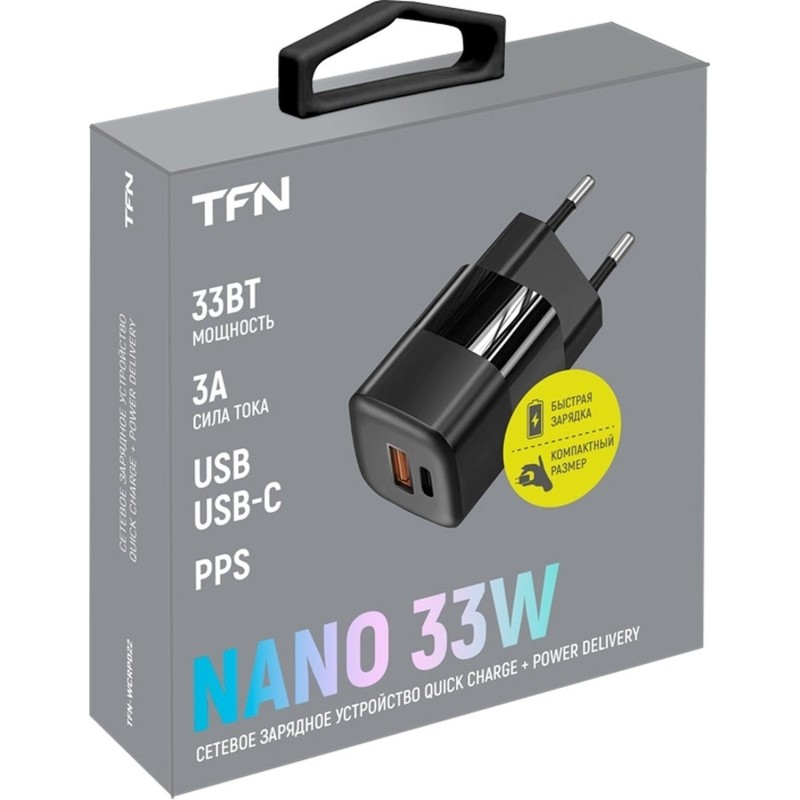 Зарядное устройство сетевое TFN nano A+C PD 33W black