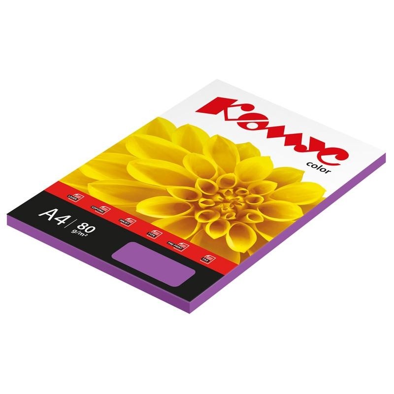 Бумага цветная Комус Color (лиловый интенсив), 80г, А4, 100 л.