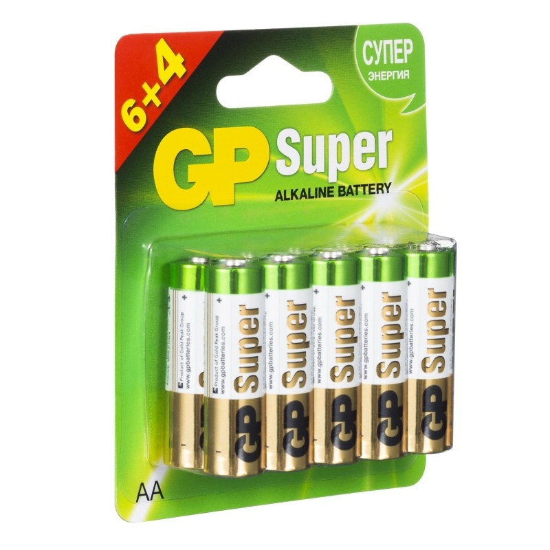 Батарейка GP Super AA/LR6 15A6/4-2CR10/GP15AA216/4-2CRSBC10 10шт/уп(6+4)