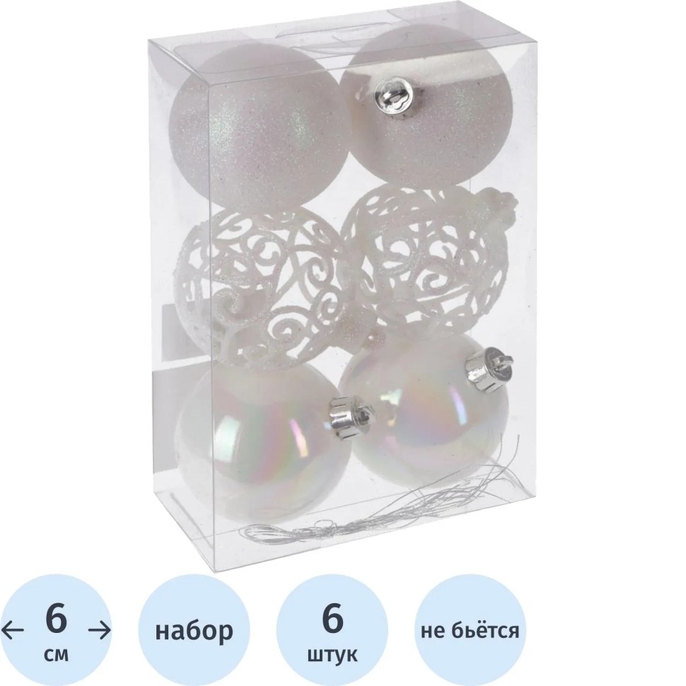 Набор шаров Украшение НГ сказка,D6см,L11,5 W6 H17см 6шт 722892