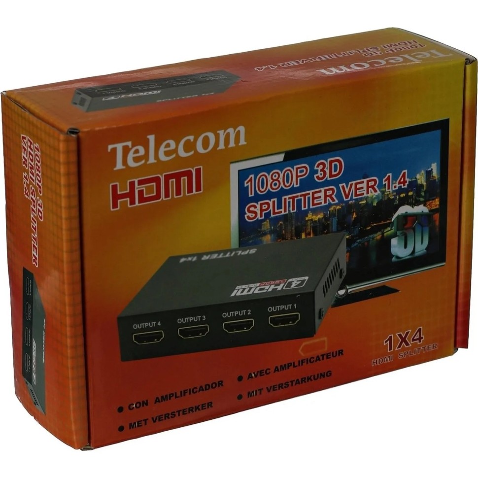 Разветвитель HDMI 1=>4 , каскадируемый , 1.4v+3D Telecom <TTS5020 Разветвитель HDMI 1=>4 , каскадируемый , 1.4v+3D Telecom <TTS5020