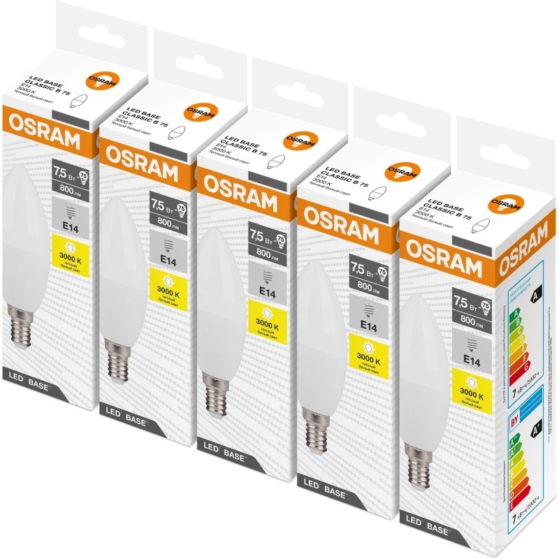 Лампа светодиодная OSRAM LBE CLB75 7,5W/830 230V E14 FS1