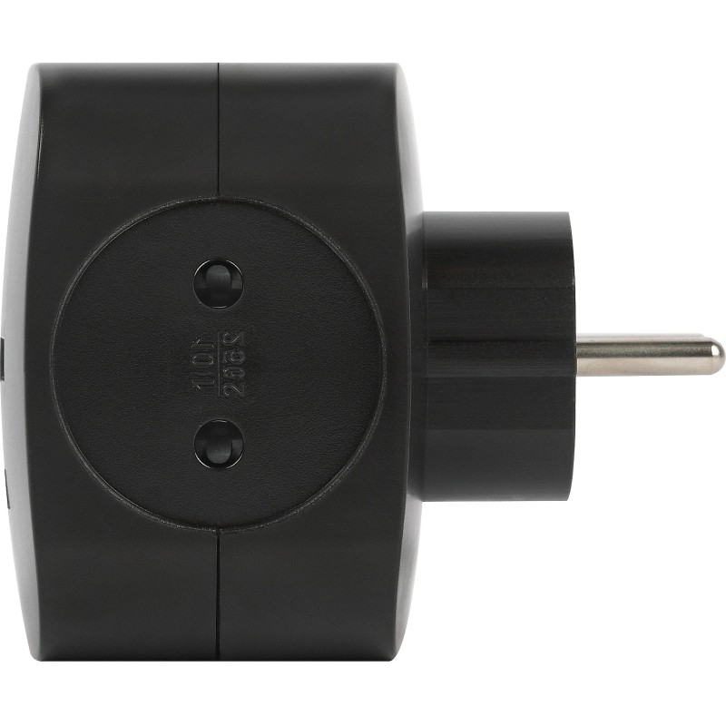 Разветвитель ЭРА SP-4-USB-B (4р 220V + 2xUSB 2400mA/без заземл/10А, черный)