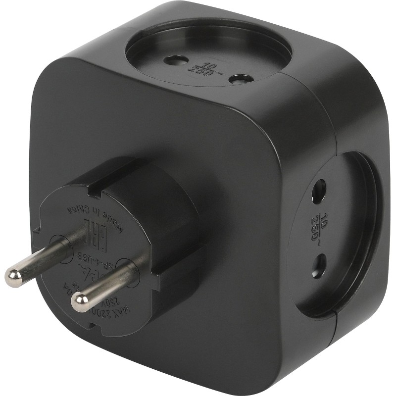 Разветвитель ЭРА SP-4-USB-B (4р 220V + 2xUSB 2400mA/без заземл/10А, черный)