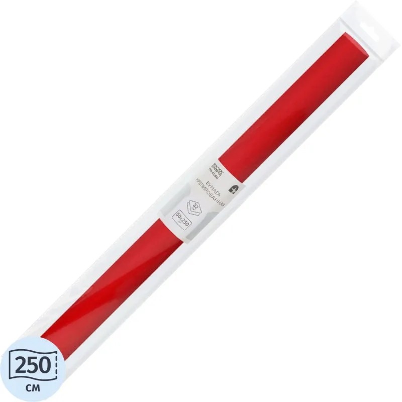 Бумага крепированная ТРИ СОВЫ, 50x250см, 32г/м2, красная, в рул, CR_43941