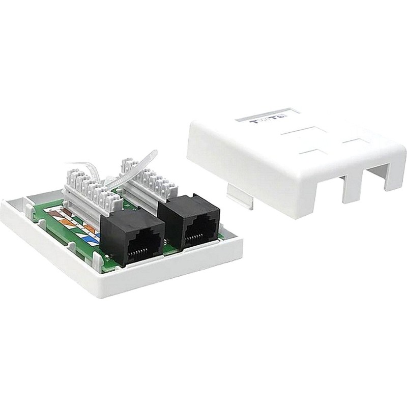 Розетка настенная TWT TWT-SM2-4545/6-WH, 2 порта RJ-45 кат. 6, UTP, белая