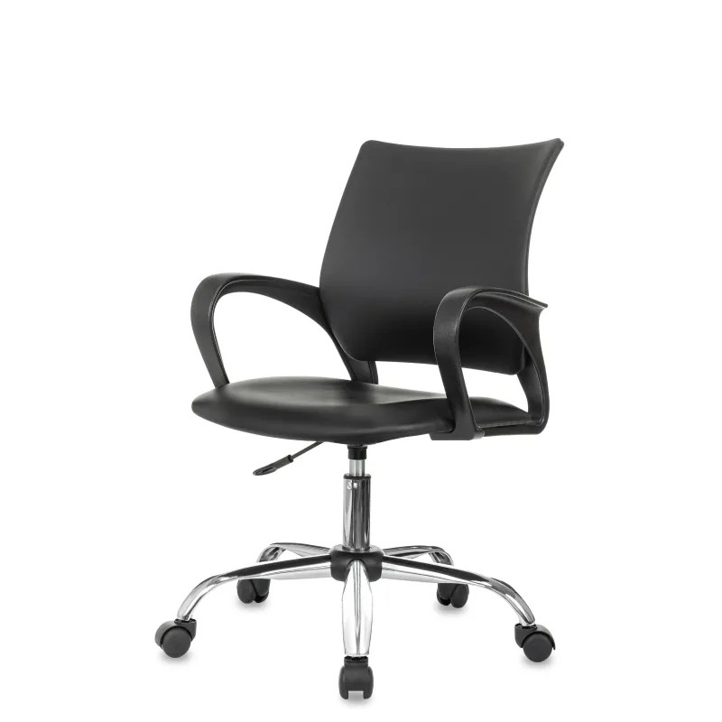 Кресло БР Комус Мебель Echair 396 LT, экокожа, черный, хром