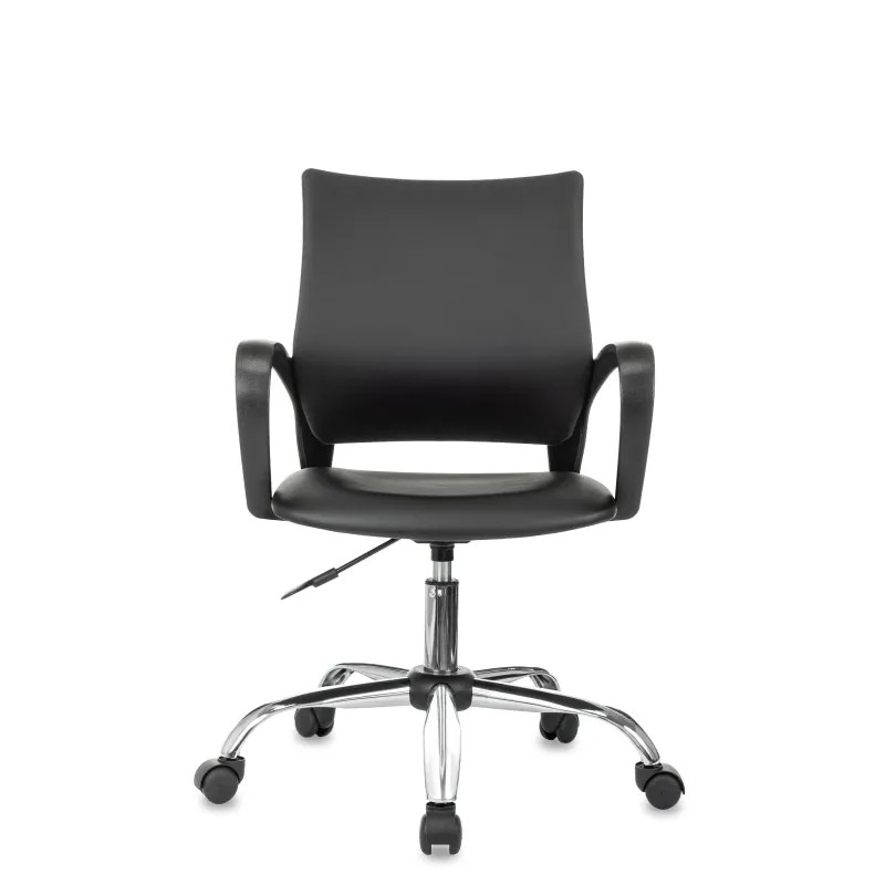Кресло БР Комус Мебель Echair 396 LT, экокожа, черный, хром