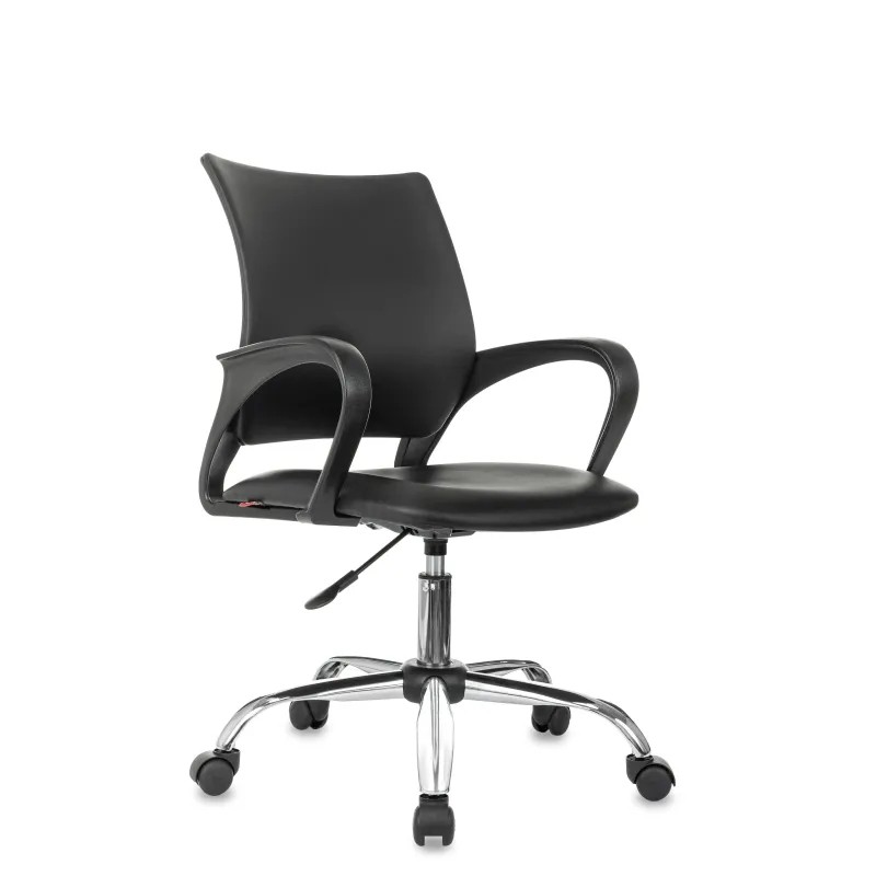 Кресло БР Комус Мебель Echair 396 LT, экокожа, черный, хром