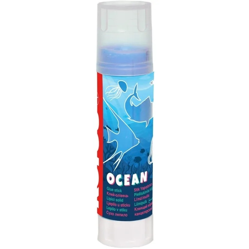 Клей-карандаш 20г Kores Ocean ассорти:прозрачный син, голуб, фиол,розов