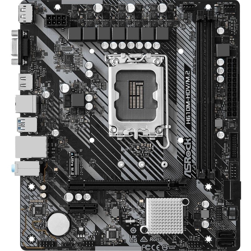 Материнская плата ASROCK H610M-HDV/M.2 R2.0, LGA1700, H610, 2xDDR4