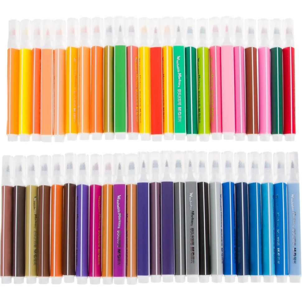 Фломастеры M&G смываемые, мягкая кисть, 48 цветов в наборе