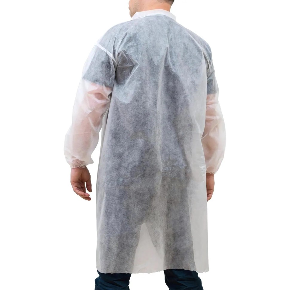 Халат н/с процед, рук.рез, на липуч, XXL, дл.110см, пл 17, белый, 10шт/уп